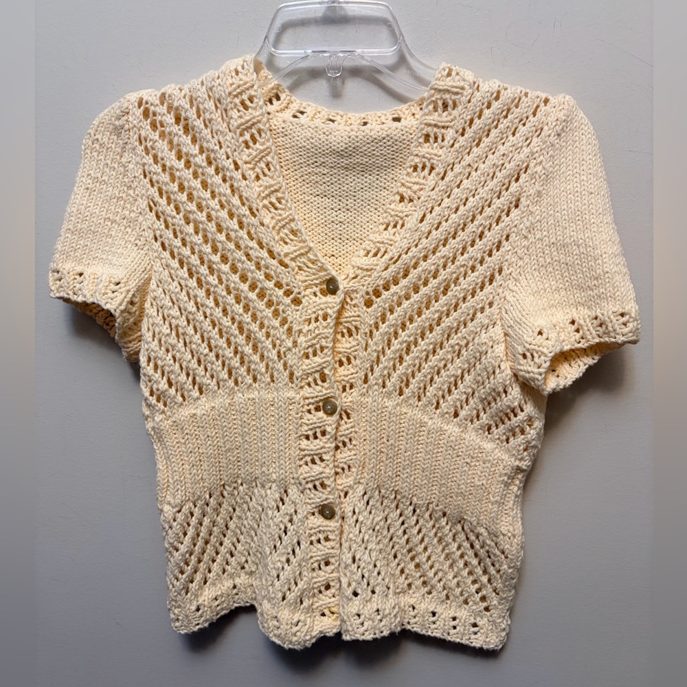 HAND MADE Cream Cotton Knit Women's Sweater